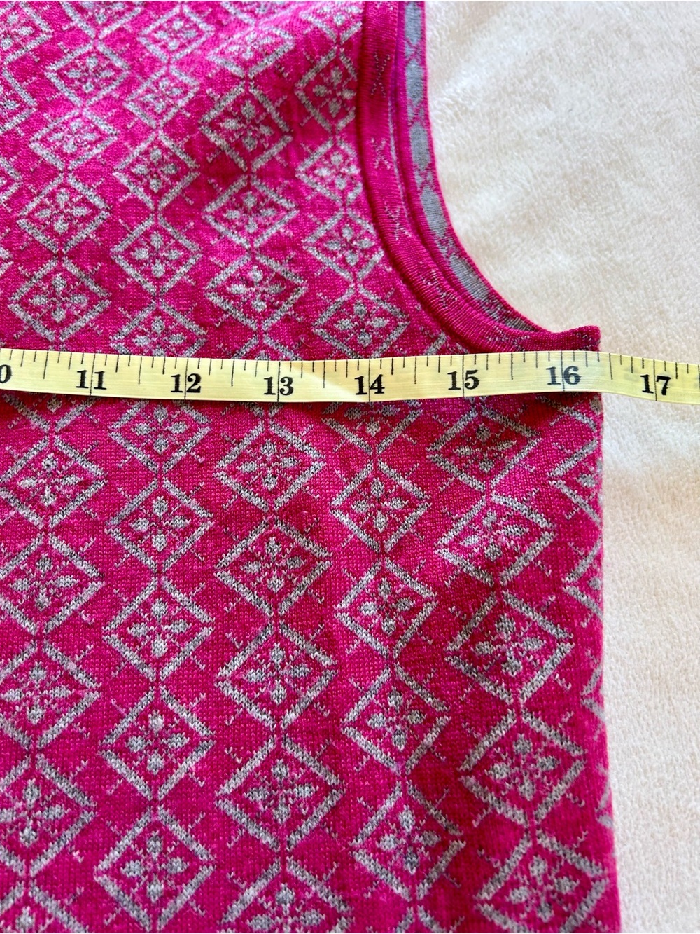 Neve Nordic Merino Wool Pink Patterned Zip-Front Sleeveless Vest Sz S - Picture 6 of 9